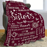 Blanket for Sister Gifts - Sisters Side by Side or Miles Apart Always Connected by Heart - From Sibling, Birthday, Christmas, Everyday Encouragement, Inspirational