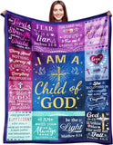Blanket for Son Gifts, “I Am a Child of God”, From Mom Dad, Birthday, Christmas, Graduation, Inspirational Motivational