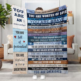 Blanket for Son Gifts, “You Are an Overcomer”, From Parents, Birthday, Christmas, Graduation, Inspirational, Motivational