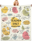 Blanket for Teacher Gifts, “Teacher Daily Affirmations”, From Students, Birthday Christmas Graduation Holiday, Inspirational Motivational