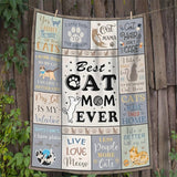 Gifts for Cat Mom Blanket, “Best Cat Mom Ever”, From Family, Birthday, Christmas, Everyday Encouragement, Inspirational, Motivational