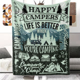 Gifts for Campers Blanket - Life Is Better When You're Camping - From Family Friends, Birthday Christmas Holiday, Inspirational Motivational