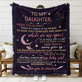 Blanket for Daughter Gifts - To My Daughter Inside This Blanket There Is a Piece of My Heart,” From Parents, Birthday, Christmas, Everyday Encouragement, Inspirational
