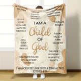 Inspirational Gifts for Son Blanket - I Am a Child of God - From Parents, Birthday, Christmas, Everyday Encouragement, Motivational Blanket