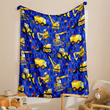 Blanket for Son Gifts - Big Yellow Construction Trucks - From Parents, Birthday, Christmas, Everyday Encouragement, Motivational