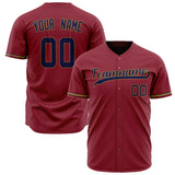 Custom Maroon Baseball Jersey (With Navy Color)