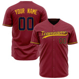 Custom Maroon Baseball Jersey (With Gold Color)