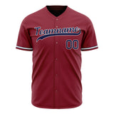 Custom Maroon Baseball Jersey (With Navy Color)