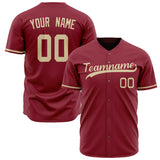 Custom Maroon Baseball Jersey (With Cream Color)