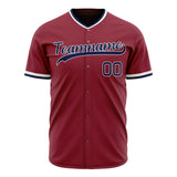 Custom Maroon Baseball Jersey (With Navy Color)