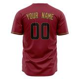 Custom Maroon Baseball Jersey (With Old Gold Color)