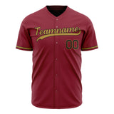 Custom Maroon Baseball Jersey (With Old Gold Color)