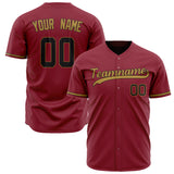 Custom Maroon Baseball Jersey (With Old Gold Color)