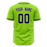 Custom Neon Green Baseball Jersey (With Navy Color)