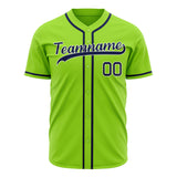 Custom Neon Green Baseball Jersey (With Navy Color)