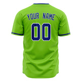 Custom Neon Green Baseball Jersey (With Royal Color)