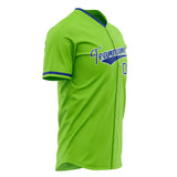 Custom Neon Green Baseball Jersey (With Royal Color)