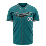 Custom Teal Baseball Jersey (With Black Black Pinstripe)