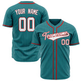 Custom Teal Baseball Jersey (With White White Pinstripe)