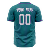 Custom Teal Baseball Jersey (With White Purple Pinstripe)