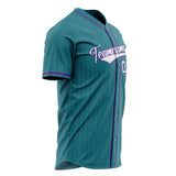 Custom Teal Baseball Jersey (With White Purple Pinstripe)