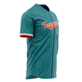 Custom Teal Baseball Jersey (With Orange White Pinstripe)