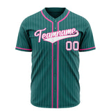 Custom Teal Baseball Jersey (With White White Pinstripe)