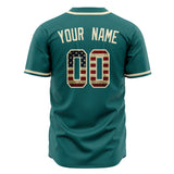 Custom Teal Baseball Jersey (With Cream Vintage USA Flag)