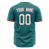 Custom Teal Baseball Jersey (With White Orange Pinstripe)