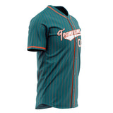 Custom Teal Baseball Jersey (With White Orange Pinstripe)