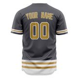 Custom Steel Gray Baseball Jersey (With Old Gold Double Stripe)