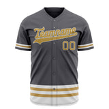 Custom Steel Gray Baseball Jersey (With Old Gold Double Stripe)