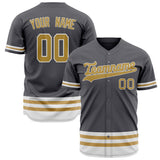 Custom Steel Gray Baseball Jersey (With Old Gold Double Stripe)