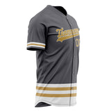 Custom Steel Gray Baseball Jersey (With Old Gold Double Stripe)