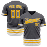 Custom Steel Gray Baseball Jersey (With Gold Double Stripe)