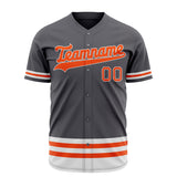 Custom Steel Gray Baseball Jersey (With Orange Double Stripe)