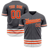 Custom Steel Gray Baseball Jersey (With Orange Double Stripe)