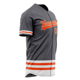 Custom Steel Gray Baseball Jersey (With Orange Double Stripe)