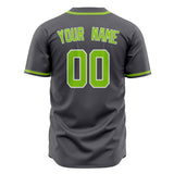 Custom Steel Gray Baseball Jersey (With Neon Green Color)