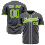 Custom Steel Gray Baseball Jersey (With Neon Green Color)