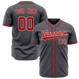 Custom Steel Gray Baseball Jersey (With Red Color)