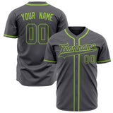 Custom Steel Gray Baseball Jersey (With Neon Green Color)