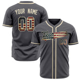 Custom Steel Gray Baseball Jersey (With Cream Vintage USA Flag)