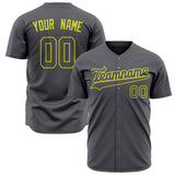 Custom Steel Gray Baseball Jersey (With Neon Yellow Color)