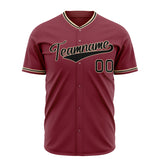 Custom Crimson Baseball Jersey (With Black Color)