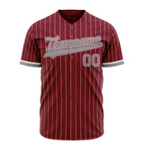 Custom Burgundy Baseball Jersey (With Gray Cream Pinstripe)