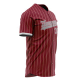 Custom Burgundy Baseball Jersey (With Gray Cream Pinstripe)