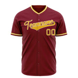 Custom Burgundy Baseball Jersey (With Gold Color)