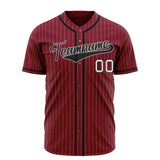 Custom Crimson Baseball Jersey (With Black White Pinstripe)