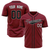 Custom Burgundy Baseball Jersey (With Black White Pinstripe)